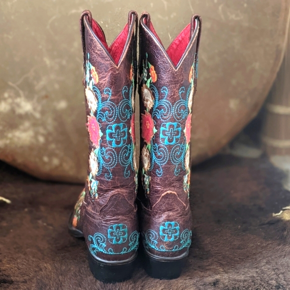 MACIE BEAN M8031 floral embroidered Sweet Sixteen snip toe cowgirl boots sz 7.5 - Picture 8 of 14